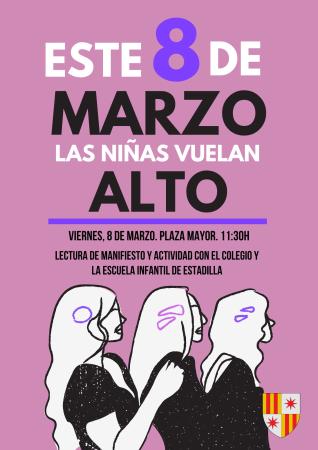 Flyer Marcha Dia de la Mujer Ilustrado Morado