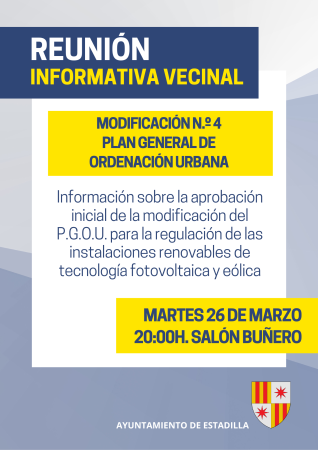 Cartel de comunicación importante azul y amarillo 