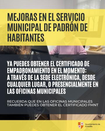 Imagen Mejoras en el servicio municipal de Padrón de Habitantes