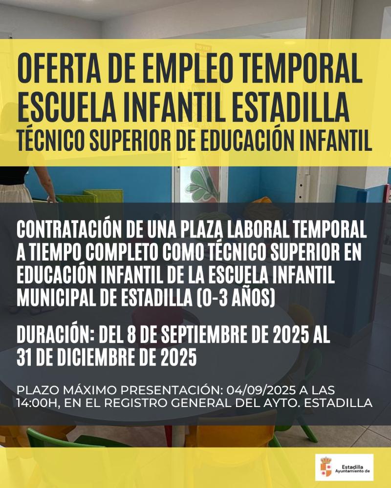 Imagen Contratación laboral temporal de una plaza de Técnico Superior en Educación Infantil