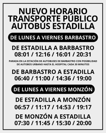 Imagen Nuevas líneas de autobús por la mañana y por la tarde en Estadilla