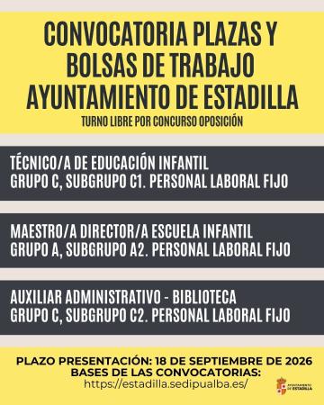 Imagen El Ayuntamiento de Estadilla convoca tres plazas y constituye bolsas de...