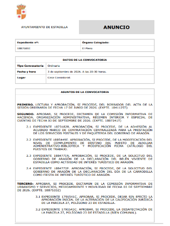 Convocatoria Pleno Ordinario 03-09-2026