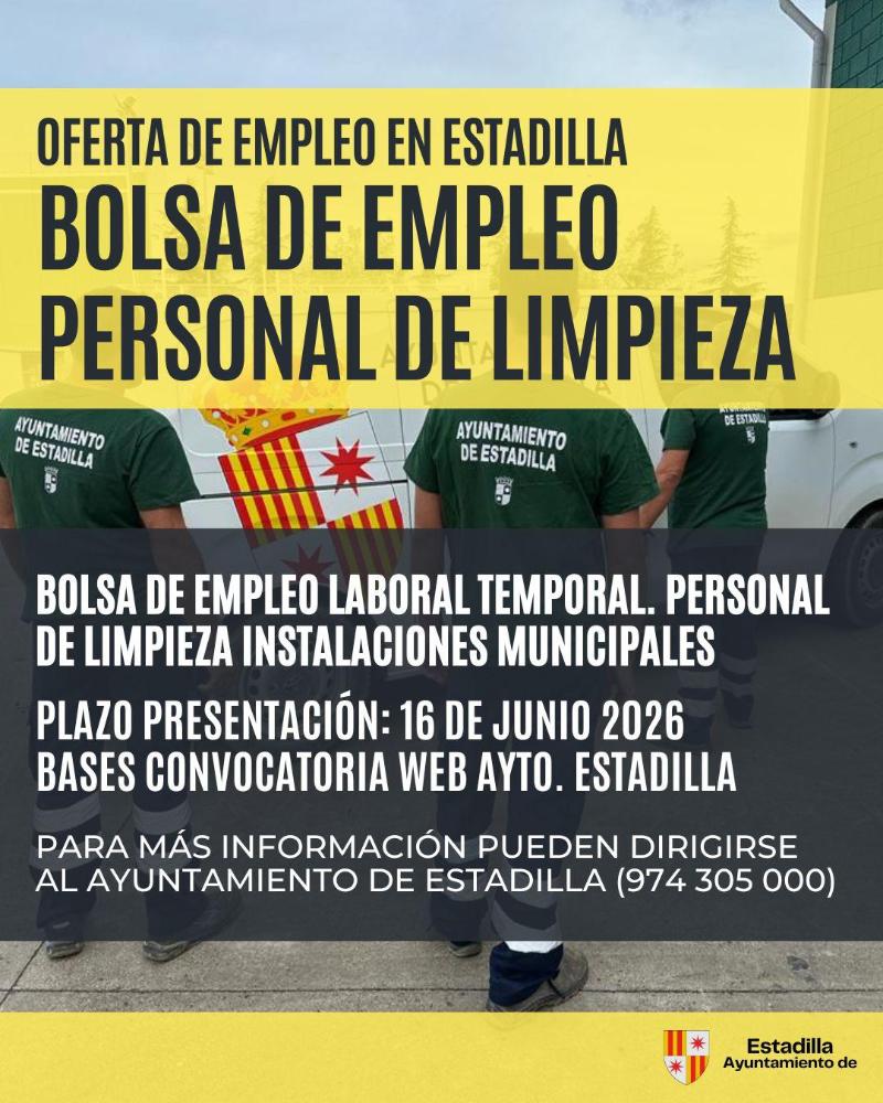 Imagen El Ayuntamiento de Estadilla abre una Bolsa de Empleo Temporal de Personal de Limpieza