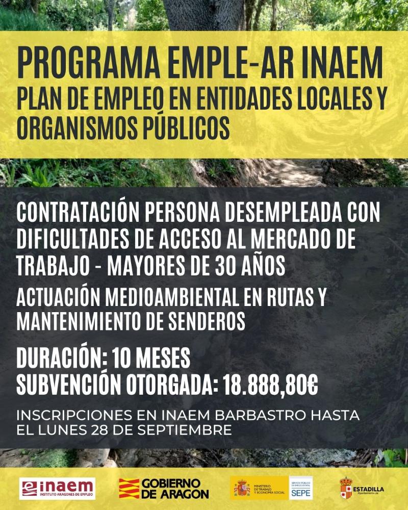 Imagen El Ayuntamiento de Estadilla accede al Programa Emple-AR con una subvención de 18.888,88 euros
